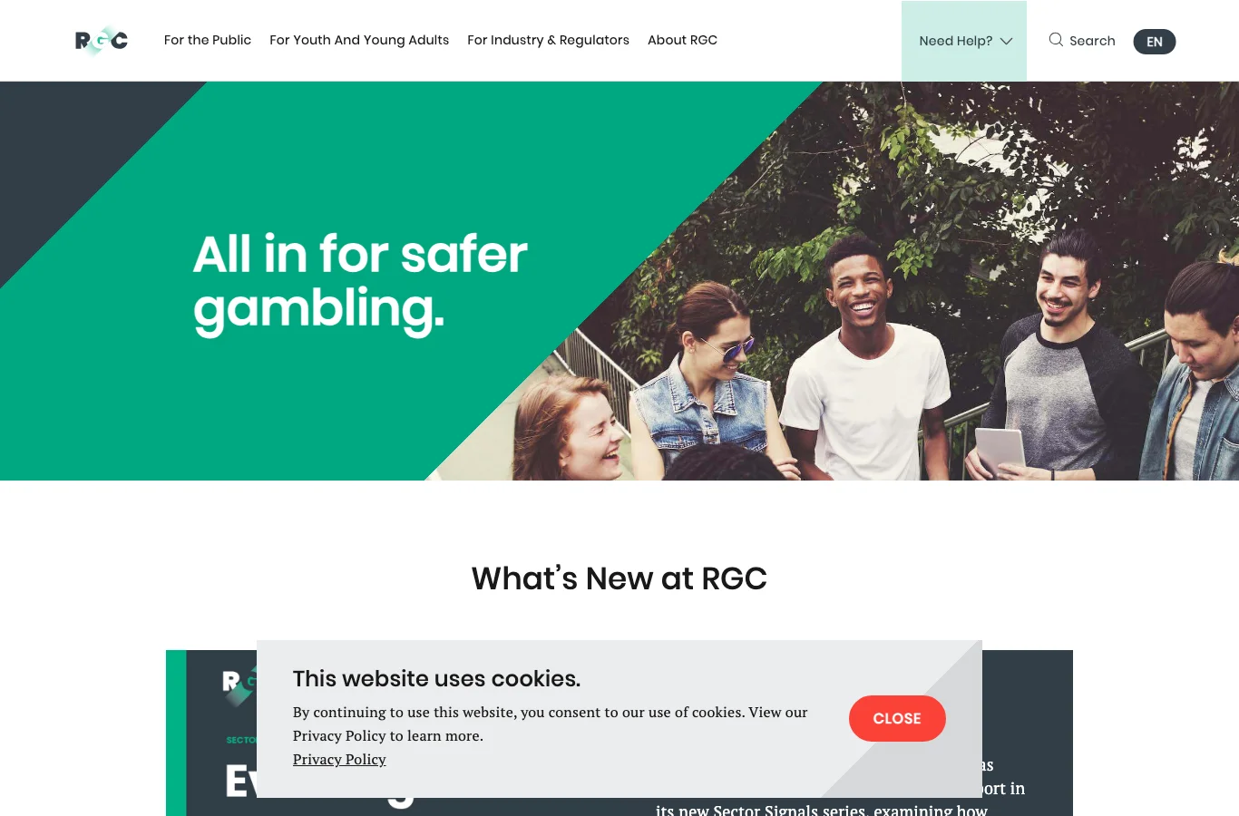 Homepage of a Canadian responsible gambling non-profit resource site